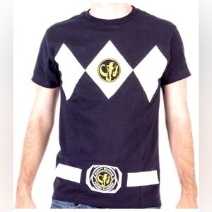 Black power ranger shirt easy halloween costume M